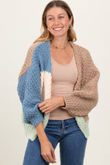 Multicolor Chunky Crochet Knit Maternity Cardigan