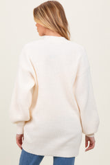 Cream Knit Oversized Button Down V-Neck Maternity Cardigan