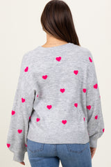 Heather Grey Heart Print Oversized Maternity Sweater