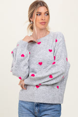 Heather Grey Heart Print Oversized Maternity Sweater