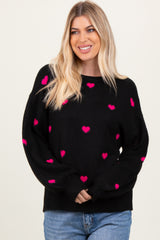 Black Heart Print Oversized Sweater