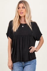 Black Flutter Sleeve Top