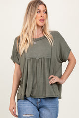 Light Olive Flutter Sleeve Maternity Top