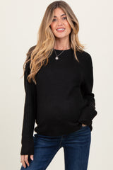 Black Raised Seam Long Sleeve Maternity Sweater