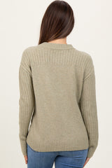 Light Olive Long Sleeve Raised Seam Maternity Sweater