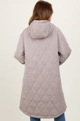 Light Mocha Quilted Long Puffer Jacket