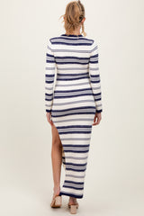 Ivory Multi Stripe Long Sleeve Sweater Maternity Maxi Dress