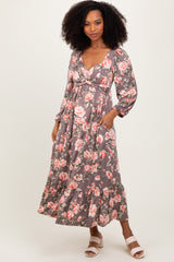 Mauve Blush Sweetheart Neckline Maxi With Side Pockets