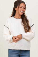 Ivory Top Stitch Detail Drop Shoulder Maternity Sweater