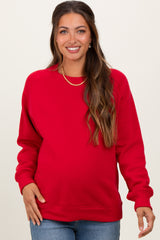 Red Pullover Maternity Terry Crewneck