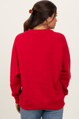 Red Pullover Maternity Terry Crewneck