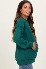 Forest Green Ribbed Knit Front Pocket Maternity Pullover