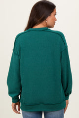 Forest Green Ribbed Knit Front Pocket Maternity Pullover