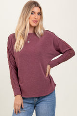 Burgundy French Terry Lace Trim Long Sleeve