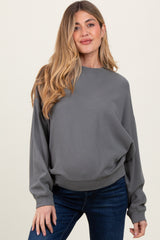 Charcoal Waffle Knit Maternity Pullover