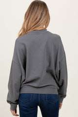 Charcoal Waffle Knit Maternity Pullover