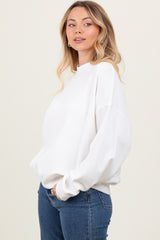 Ivory Waffle Knit Pullover