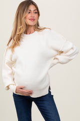 Ivory Oversized Basic Drop Shoulder Maternity Sweater