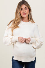 Ivory Oversized Basic Drop Shoulder Maternity Sweater