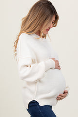 Ivory Oversized Basic Drop Shoulder Maternity Sweater