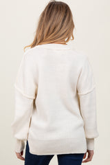 Ivory Oversized Basic Drop Shoulder Maternity Sweater