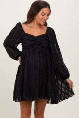 Black Ruffle Textured Maternity Mini Dress