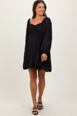 Black Ruffle Textured Maternity Mini Dress