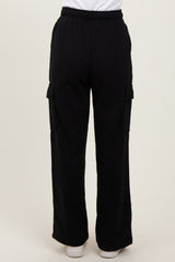 Black Cargo Pocket Straight Leg Sweatpants