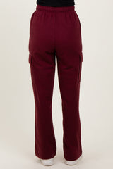 Burgundy Cargo Pocket Straight Leg Sweatpants