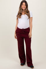 Burgundy Cargo Pocket Straight Leg Maternity Sweatpants