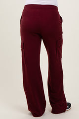 Burgundy Cargo Pocket Straight Leg Maternity Sweatpants