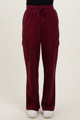 Burgundy Cargo Pocket Straight Leg Sweatpants