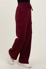 Burgundy Cargo Pocket Straight Leg Sweatpants