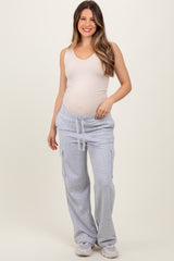 Heather Grey Cargo Pocket Straight Leg Maternity Sweatpants