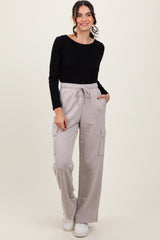 Light Taupe Cargo Pocket Straight Leg Sweatpants