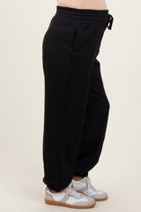 Black Drawstring Relaxed Fit Maternity Sweatpants