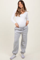 Heather Grey Drawstring Relaxed Fit Maternity Sweatpants