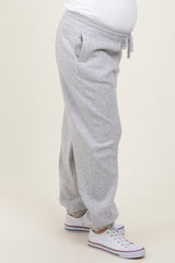 Heather Grey Drawstring Relaxed Fit Maternity Sweatpants