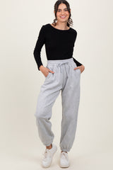 Heather Grey Drawstring Relaxed Fit Maternity Sweatpants