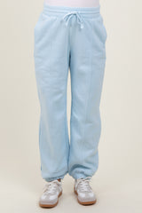 Light Blue Drawstring Relaxed Fit Maternity Sweatpants