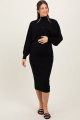 Black Bodycon Dress And Sweater Maternity Set