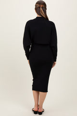 Black Bodycon Dress And Sweater Maternity Set