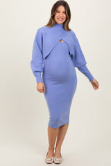 Periwinkle Bodycon Dress And Sweater Maternity Set