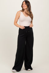 Black Wide Leg Drawstring Maternity Sweatpants