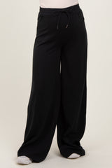 Black Wide Leg Drawstring Maternity Sweatpants