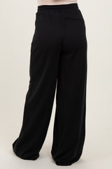 Black Wide Leg Drawstring Maternity Sweatpants