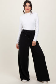 Black Wide Leg Drawstring Sweatpants