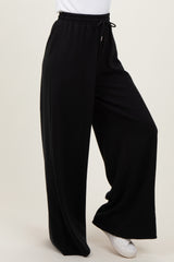 Black Wide Leg Drawstring Sweatpants