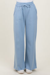 Light Blue Exposed Seam Wide Leg Sweatpants