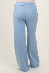 Light Blue Exposed Seam Wide Leg Maternity Sweatpants